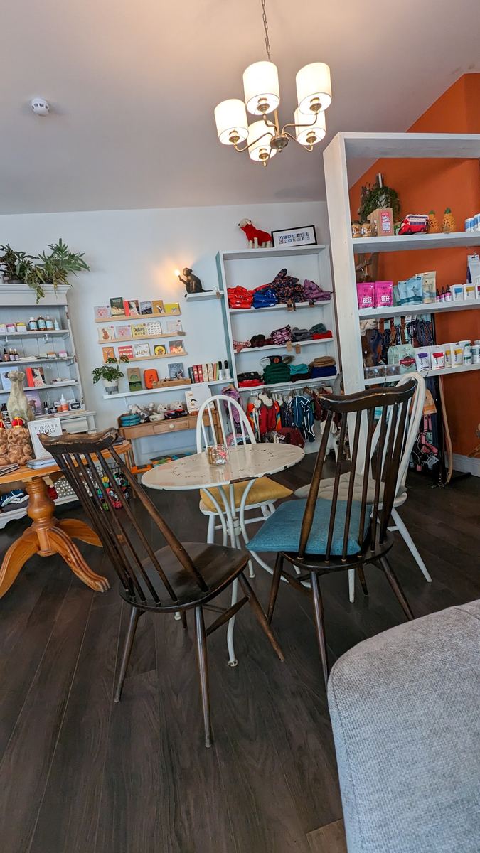 The café corner at Dudley & George's, Llandudno